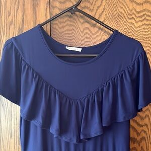 Reborn J Blue Ruffled Sleeve Midi Dress